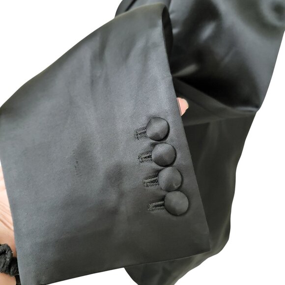 Helmut Lang Black Satin 2 Button Blazer w/ Satin Covered Buttons, Exc. Used Cond - Picture 4 of 15